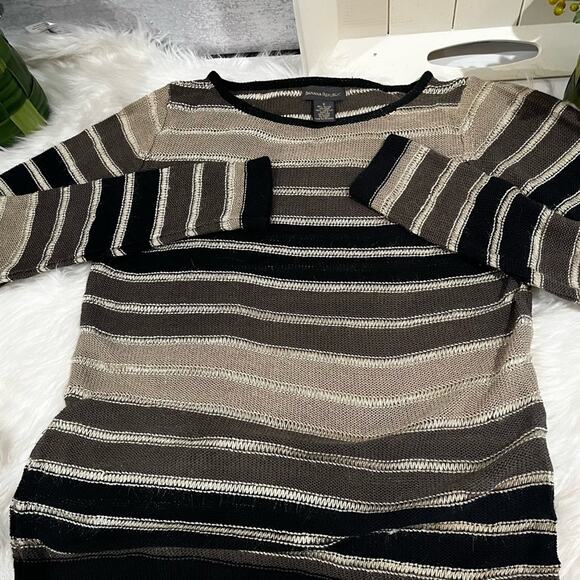 NEW Banana Republic Linen Striped Neutral Colorblock Open Weave Sweater S NWOT - Picture 9 of 16